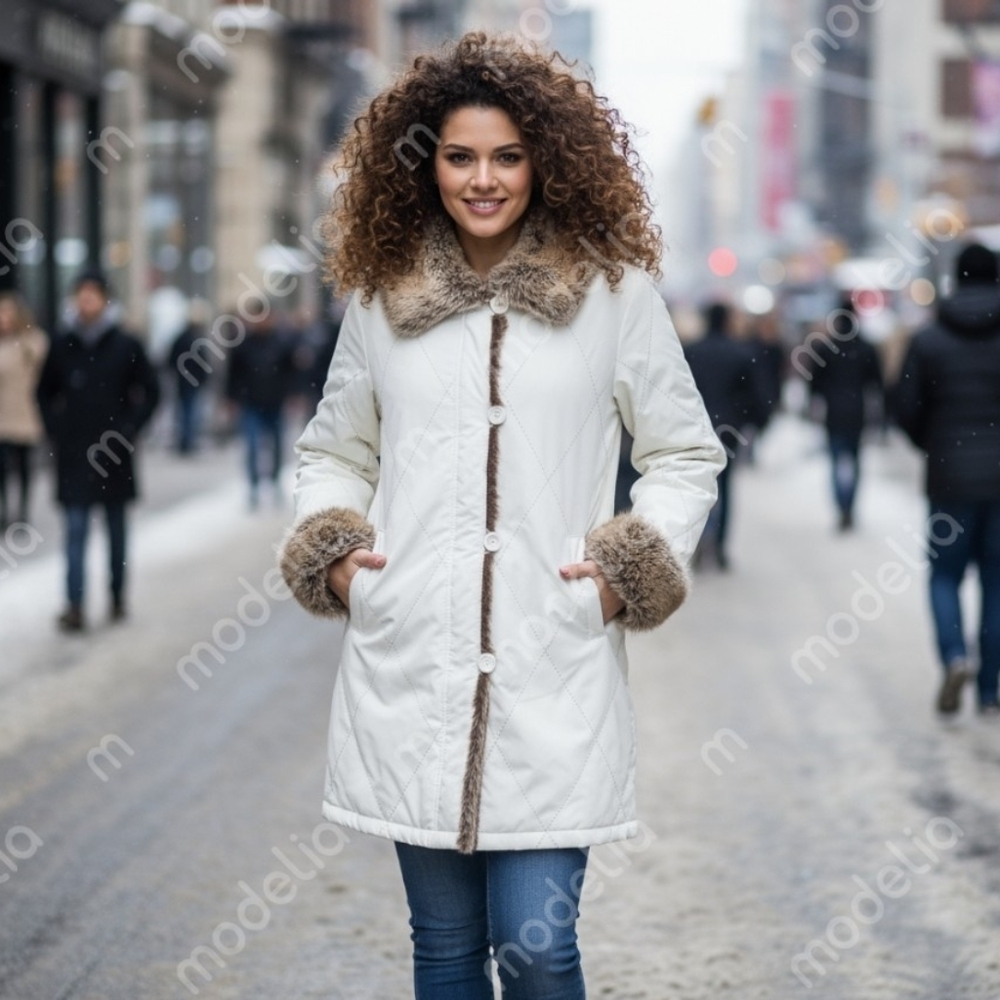 Cleo Cream Quilted Jacket with Faux Fur Trim🥰 size 14